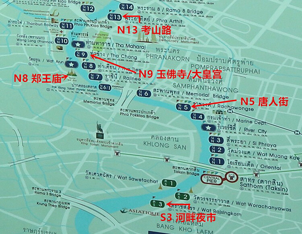 附近景点地图.门票200泰铢(现金)湄南河攻略