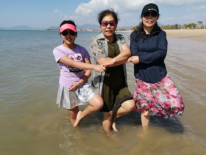 海边拾贝,游池游泳.图片