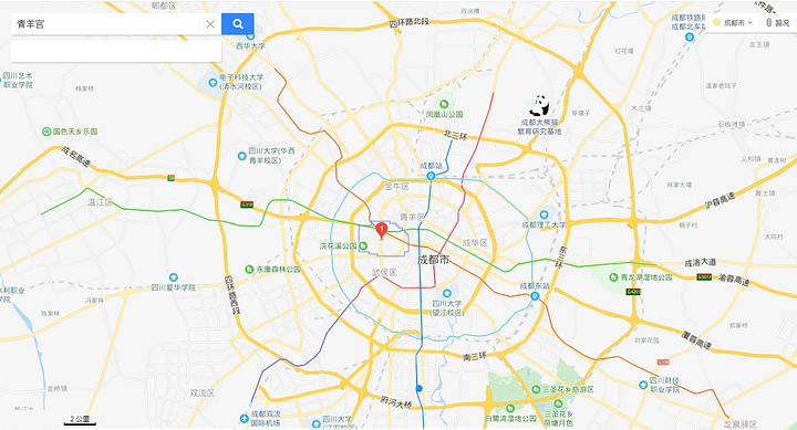 地铁2号线中医大省医院(c口)下车后步行900米抵达.青羊宫地图