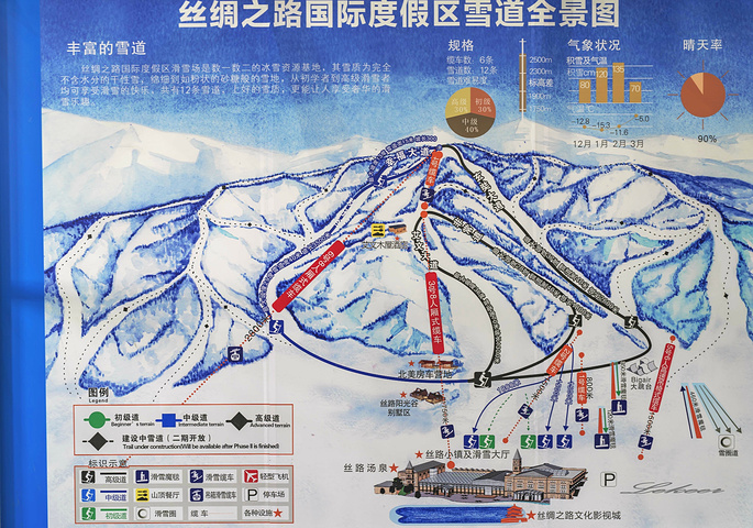 丝绸之路国际滑雪场雪道分布示意图.