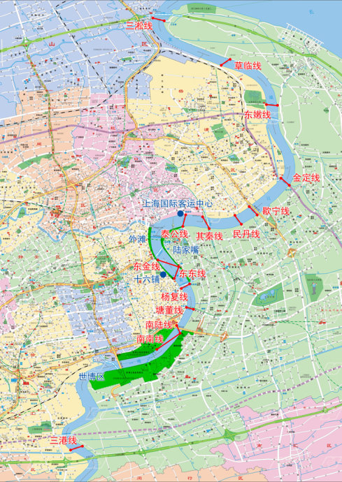 黄浦江在地图上示意图图片