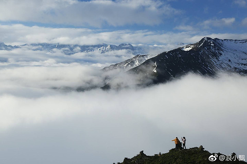 巴郎山山腰观云海的图片