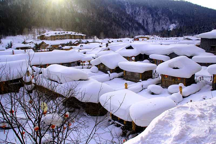 "普通的村庄，后来因为电视节目而迅速串红，厚厚的积雪层堆砌着村庄的房屋，对于初次看雪的人还算不错_雪乡国家森林公园"的评论图片