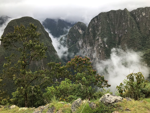 "随后盘山路蜿蜒而上，来到遗址。加上下雨天，雨大的时候，路面上的雨水流成了河。烟雾缭绕着周围的山峰_马丘比丘"的评论图片