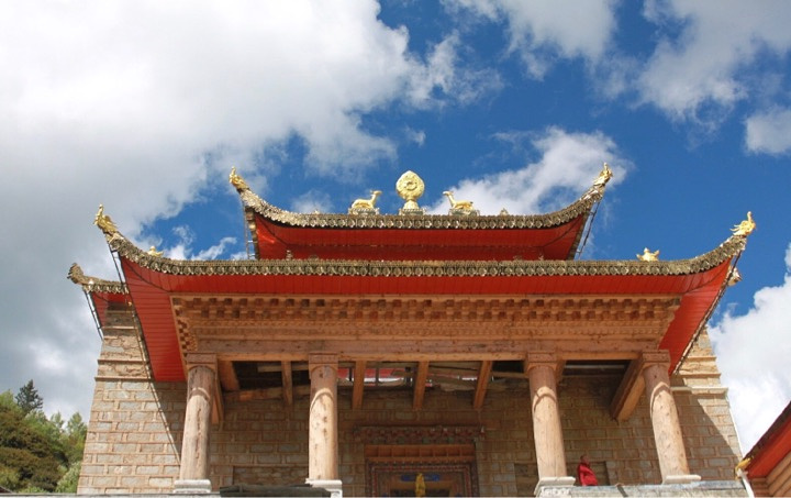 "马尔康高山顶上的察柯寺,这里只有禽鸟,树木,野花,山风,以及寻求寂静