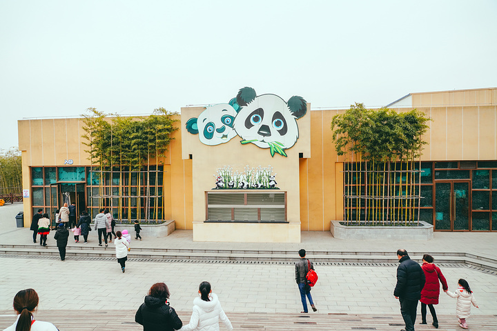 熊猫馆的两只熊猫的名字非常具有西安的特色,住有"明明"和"秦秦"两只