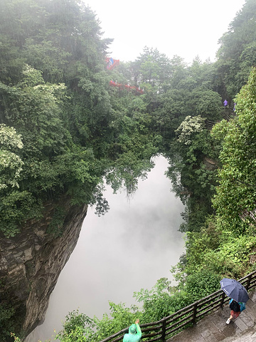 "景色在雨停的那几分钟还是非常美的。这里是张家界风景一绝，是大自然的一个奇迹。四周悬崖绝壁，水滴飞溅_袁家界景区"的评论图片