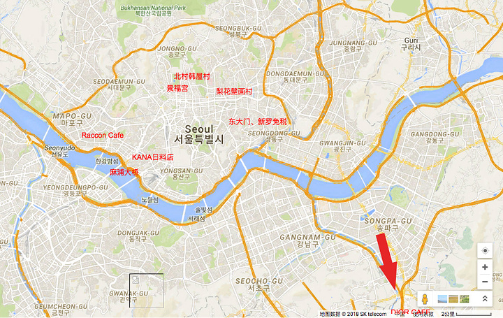 金猪餐厅-太极堂d2 小法兰西-kana日料餐厅-麻浦大桥-n首尔塔d1 北京