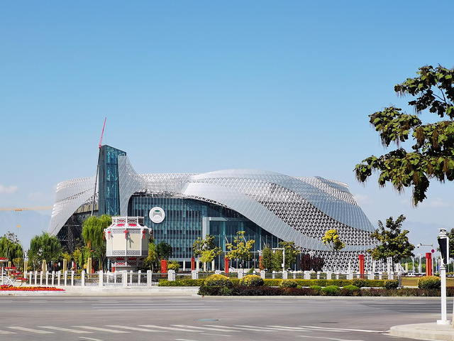 中阿之軸是前幾年銀川市建的一條街此街的設計以阿拉伯風格為主據說剛