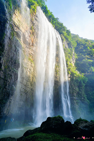 "景区以神奇的瀑布群落、瑰丽的峡谷风景和罕见的地质剖面著称，核心看点是高102米，宽80米的三峡..._三峡大瀑布"的评论图片