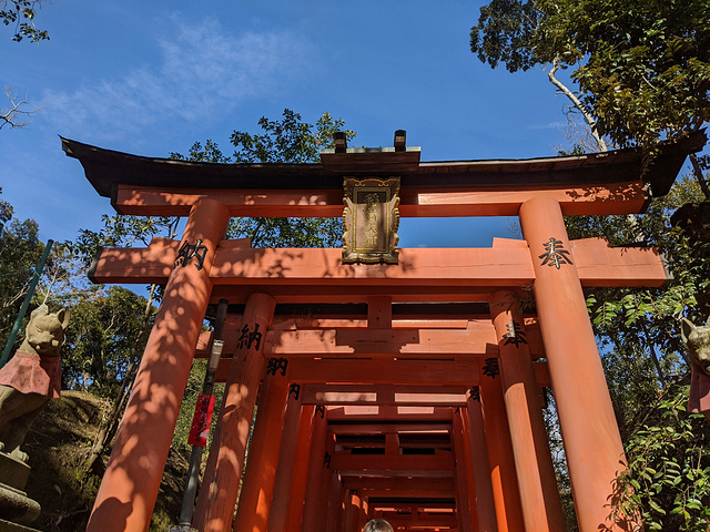 "...些鸟居也千篇一律，没有再深入的必要了，遂调头往回走，此刻那些写在鸟居背后的供奉人信息便显露出来_伏见稻荷大社"的评论图片