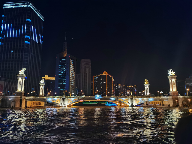 "我到任何一个有河或者有江的城市都喜欢坐个游船看看城市夜景。天津招，天津最早得火车站。好像是冯国璋旧宅_海河"的评论图片