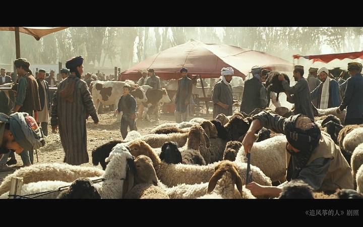 "电影《追风筝的人》一开始的画面就是热闹拥挤、人声鼎沸的牛羊大巴扎。买方卖方都心满意足_牛羊大巴扎"的评论图片