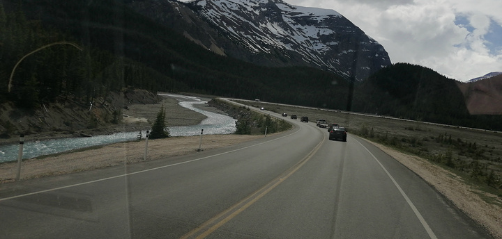 "今天沿着冰原大道一共开了300多公里，就是从Banff到Jasper之间的93号公路，两个国家..._冰原大道"的评论图片