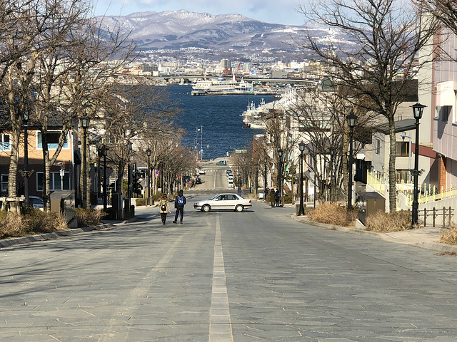 "八幡坂是日本北海道函馆的一天马路，因直通海边，而且是一个斜坡，成为了一个网红的打卡马路，在高处..._八幡坂"的评论图片