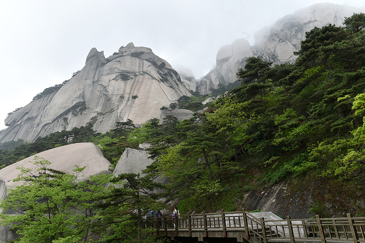 "峰腰时有烟云缭绕，峰顶时隐时现，宛若蓬莱仙境。伫立在神秘谷谷口的一石像，人们敬为“皖公神像”_天柱山"的评论图片