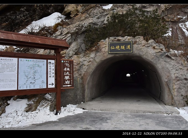 "顺着路走，来到一个洞口前，这个山洞有个好听的名字叫做“仙境隧道”。当天的天色不算晴朗，灰雾度大了些_老君山景区"的评论图片