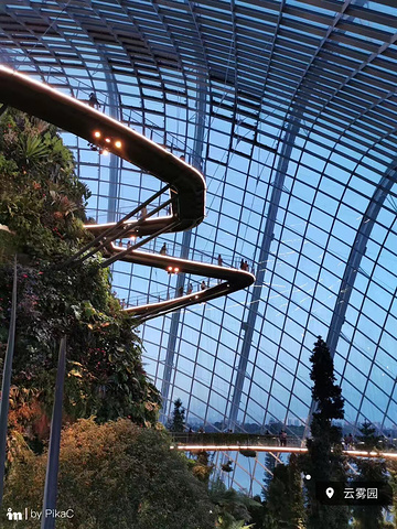 "滨海湾花园很大，外围观光逛一圈估计得1-2小时，下图中间透明那两个玻璃馆是收费的云雾园及花穹园_新加坡滨海湾花园"的评论图片