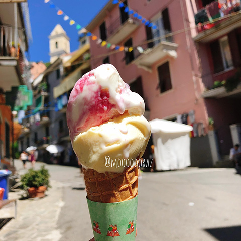 "被众多朋友夸完美的一张图，我自己也非常满意！2.5欧买的冰激凌，来意大利怎么能不吃冰激凌呢_五渔村"的评论图片