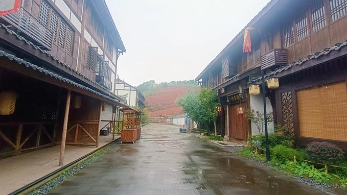 夾江千佛巖景區門口有個小眾仿古建築街區特備適合拍照打卡